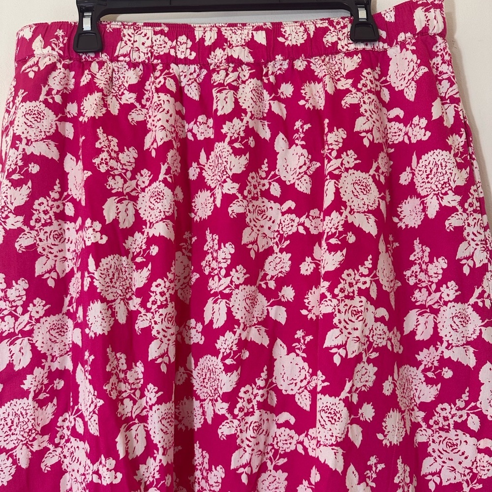 Anupa tiered 100% cotton pull on floral pink white midi skirt size XL NWT - Picture 8 of 14